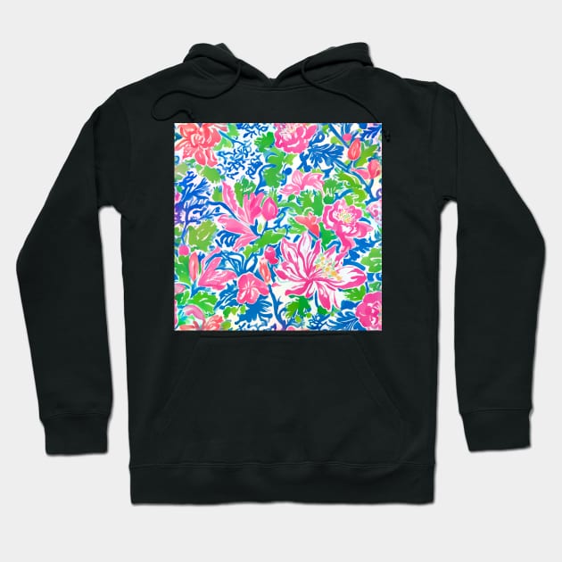 Preppy tiger lilies, peonies and leaves Hoodie by SophieClimaArt